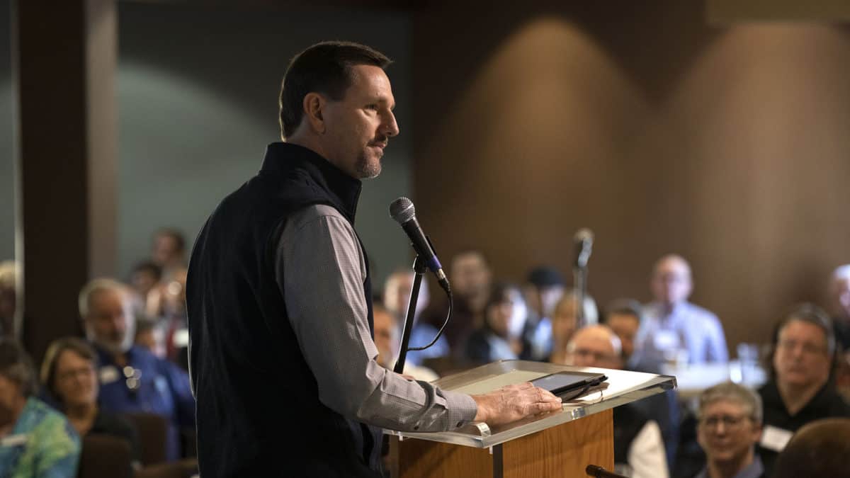 IMB president Paul Chitwood addresses trustees during the plenary session Jan. 30.