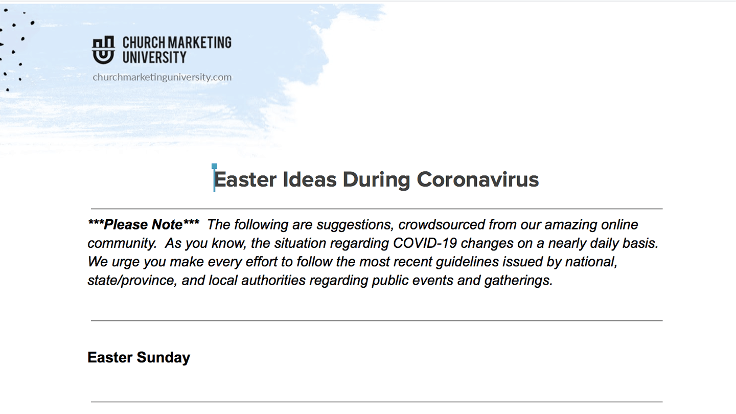 Document with Easter ideas