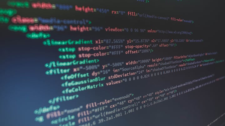 Computer code on a screen