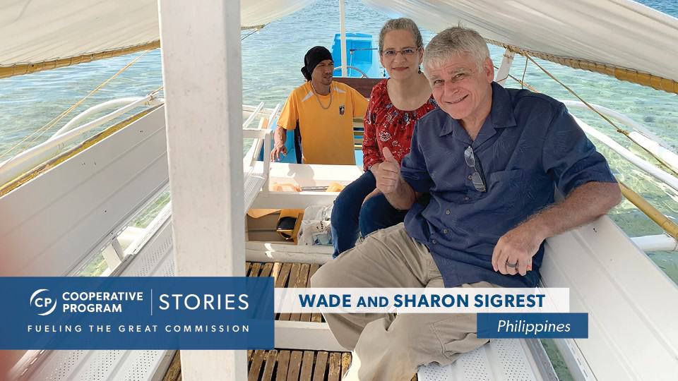 Church planters Wade and Sharon Sigrest on a sailboat