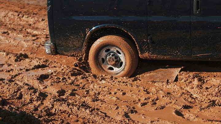 Car stuck in mud