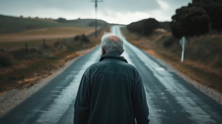 Older man on road